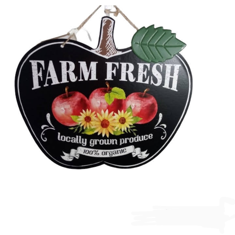 Thanksgiving Farmhouse Fall Hanging Sign Apple Pumpkin Farm Fresh Decor